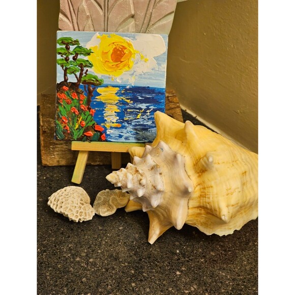 Tropical Painting Original Art Impasto Palette Knife Hawaii Beach Seascape Ocean - Picture 6 of 10